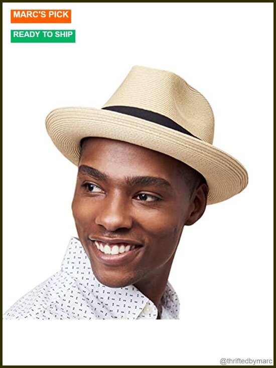 Unisex Packable Fedora Bucket Sun Straw Beach Hat with UPF 50+